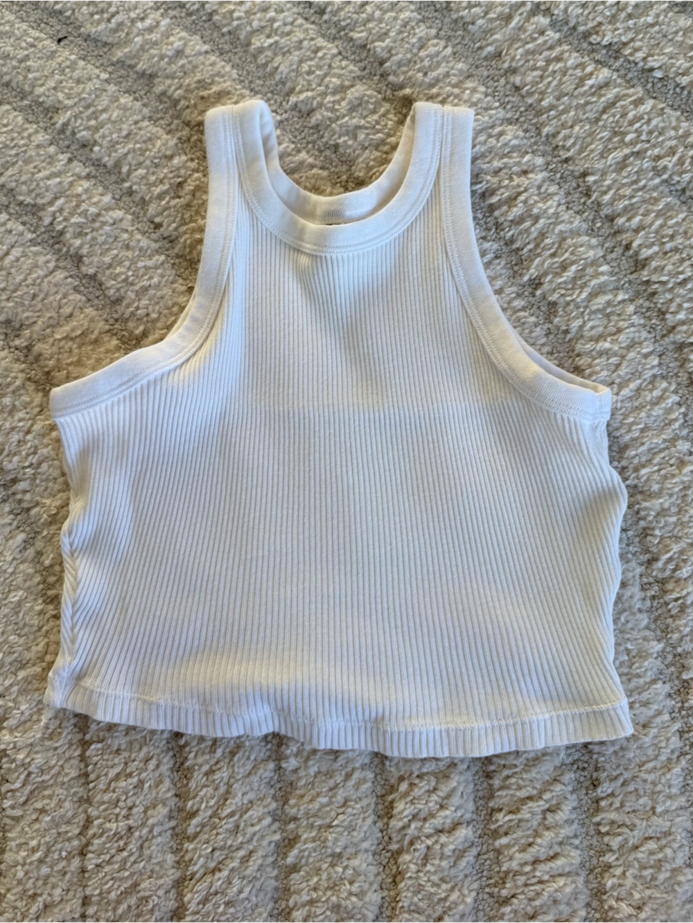 Uniqlo White Ribbed Tank Top